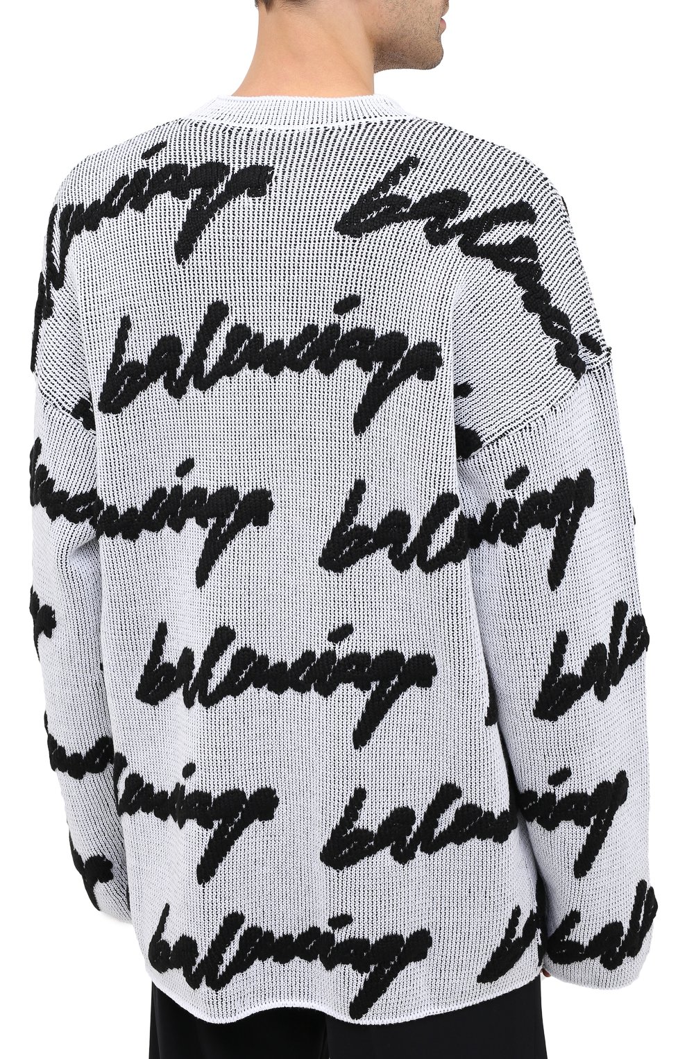 Свитер из хлопка и шерсти BALENCIAGA черно-белого цвета по цене 89950 руб., арт. 625985/T3180, фото 4 Свитер из хлопка и шерсти BALENCIAGA, арт. 625985/T3180, фото 4