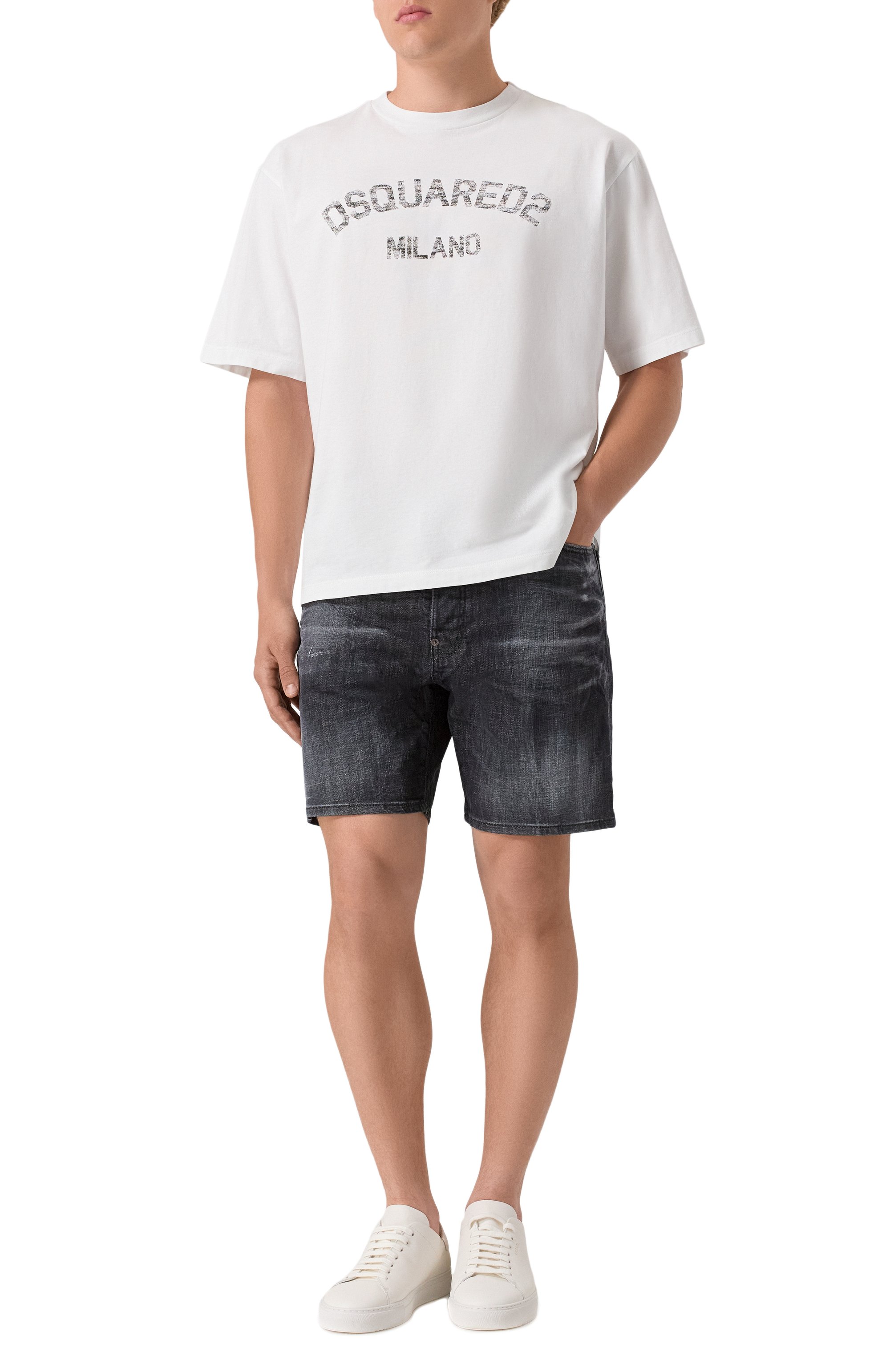 Джинсовые шорты DSQUARED2 темно-серого цвета по цене 48000 руб., арт. S74MU0913/S30357, фото 2 Джинсовые шорты DSQUARED2, арт. S74MU0913/S30357, фото 2