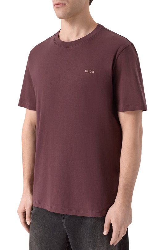 Хлопковая футболка HUGO 50466158 Бордовый  50466158 Фото 3