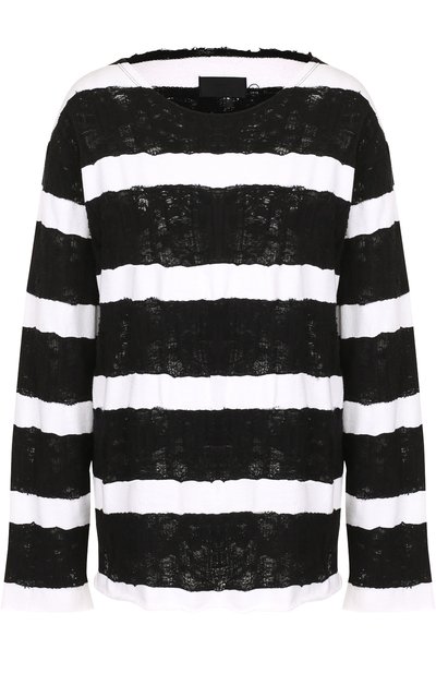 Хлопковый лонгслив в контрастную полоску RTA, арт. WF7120-822BKWHT, фото 1