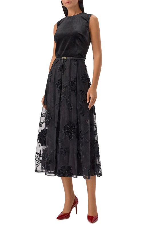 Комбинированное платье Elie Saab D0800NP25/TUV01 Чёрный  D0800NP25/TUV01 Фото 3