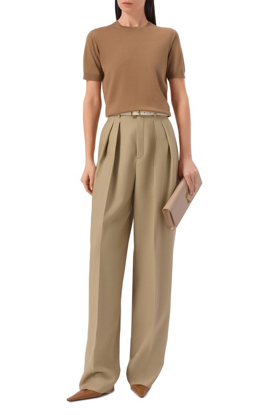 Пуловер из шерсти и кашемира Saint Laurent 858704/YAPK2 Коричневый  858704/YAPK2 Фото 2