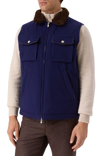 Пуховый жилет с отделкой из овчины BRUNELLO CUCINELLI, арт. MM4701646, фото 3