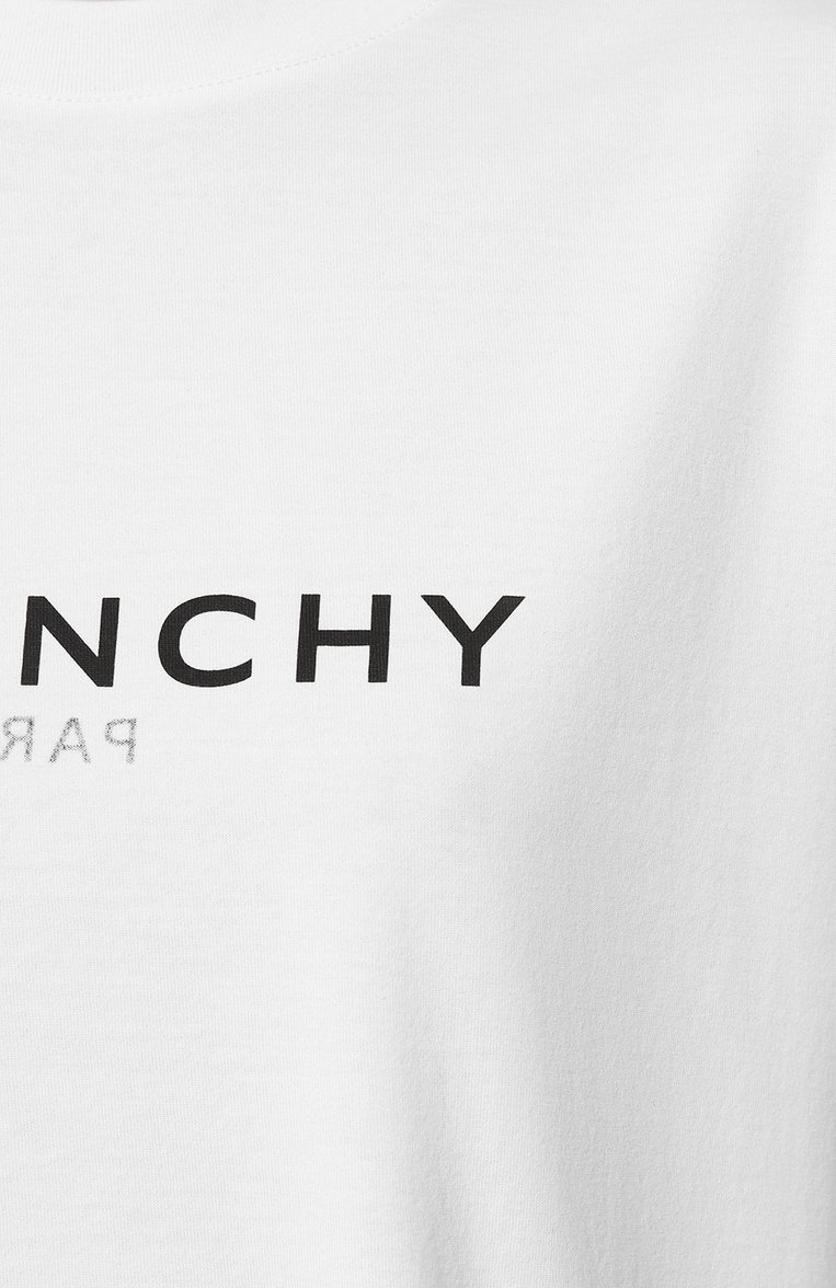 Женская хлопковая футболка GIVENCHY белого цвета, арт. BW707Z3Z5W | Фото 5 (Материал внешний: Хлопок; Материал сплава: Проставлено; Рукава: Короткие; Длина (для топов): Стандартные; Драгоценные камни: Проставлено; Стили: Кэжуэл; Женское Кросс-КТ: Футболка-одежда; Принт: С принтом)