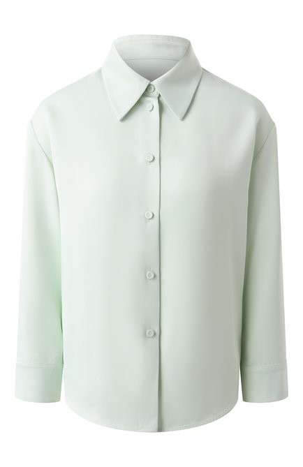 Женская рубашка из вискозы JIL SANDER светло-зеленого цвета, арт. J01DL0157/J65289 | Фото 1 (Длина (для топов): Стандартные; Материал внешний: Вискоза; Драгоценные камни: Проставлено; Материал сплава: Проставлено; Рукава: �Длинные)