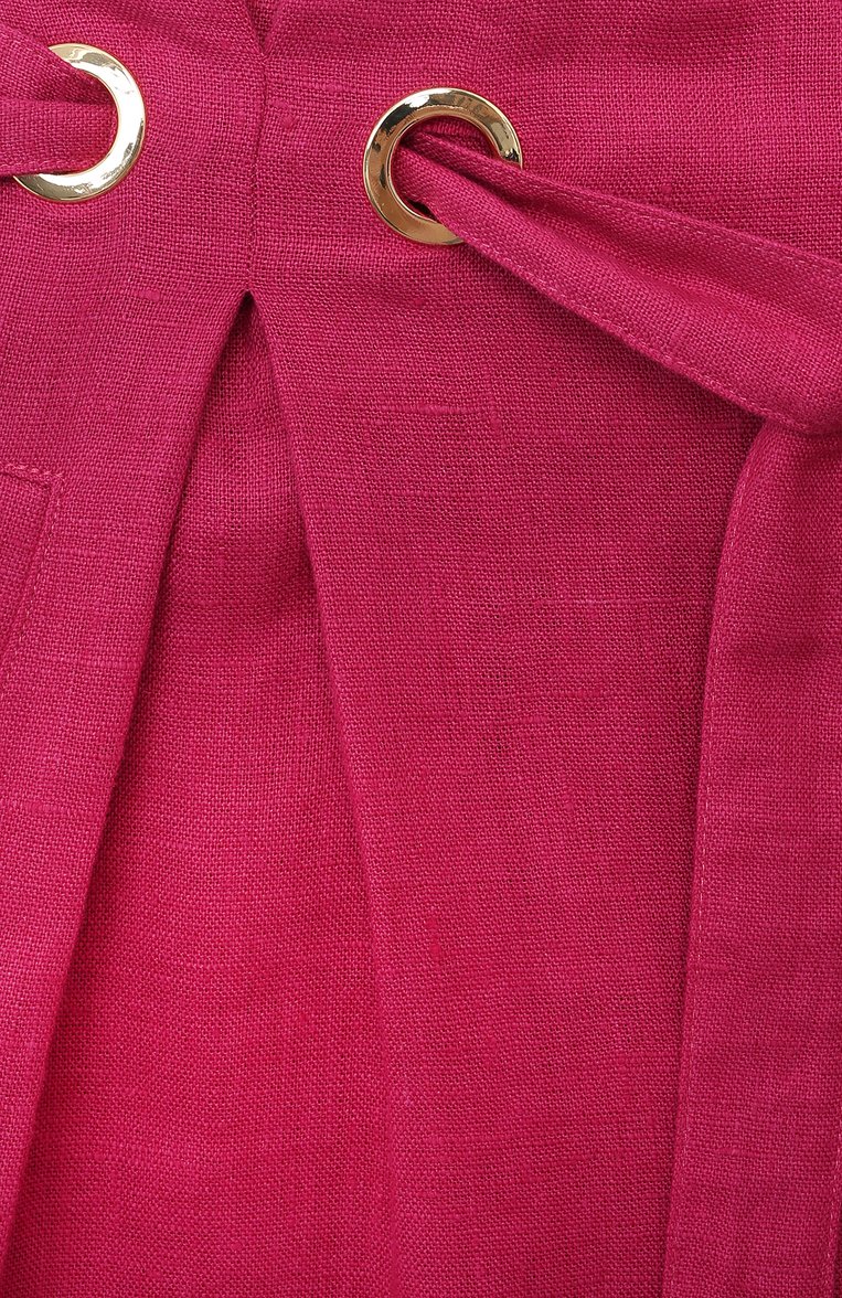 Детские льняные шорты CHLOÉ фуксия цвета, арт. C20092/14A | Фото 3 (Материал внешний: Лен; Нос: Не проставлено; Материал подклада: Хлопок; Случай: Повседневный; Ростовка одежда: 13 - 15 лет | 158 см)