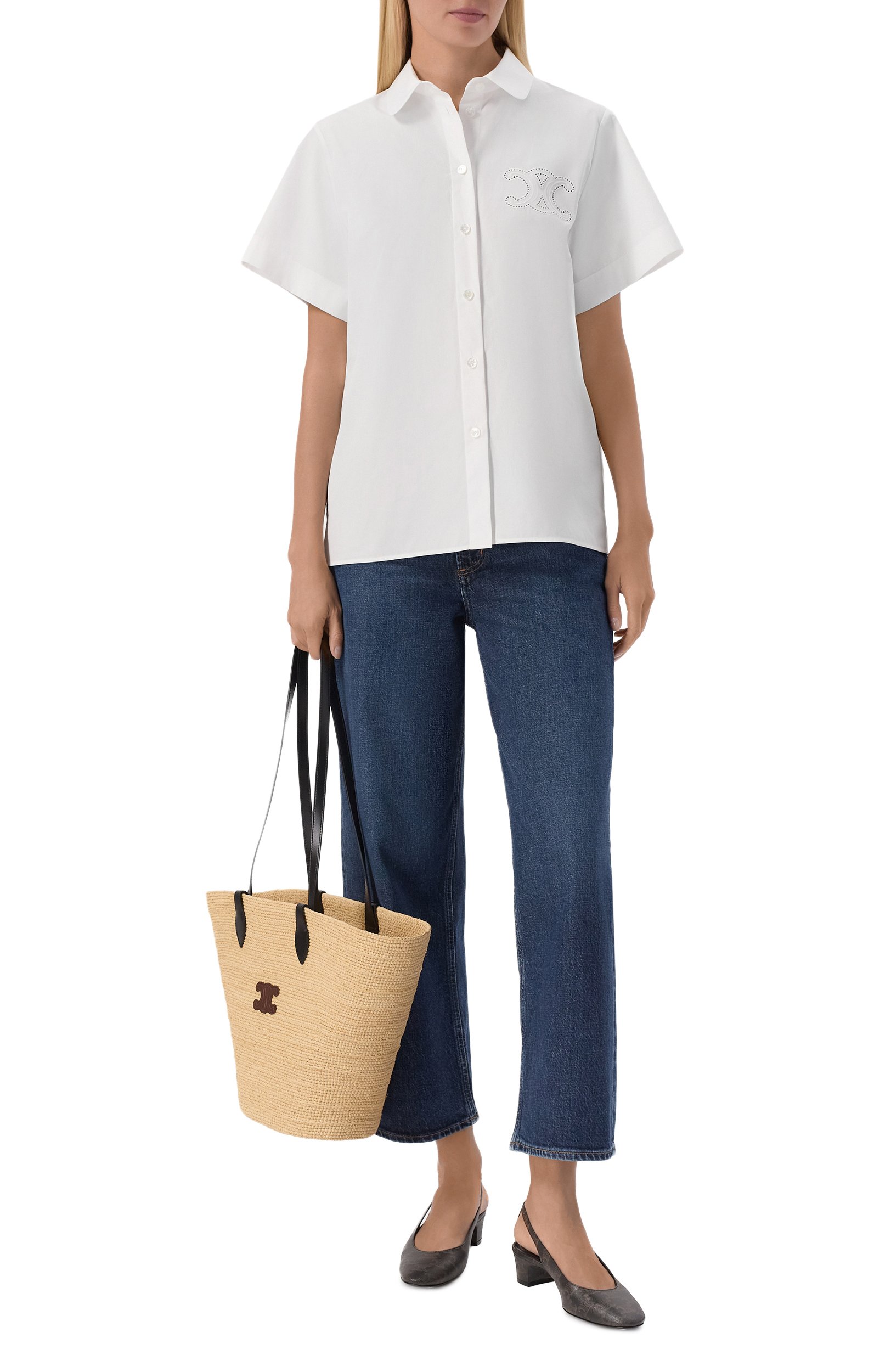 Хлопковая рубашка CELINE белого цвета по цене 152500 руб., арт. RB038/0T01, фото 2 Хлопковая рубашка CELINE, арт. RB038/0T01, фото 2