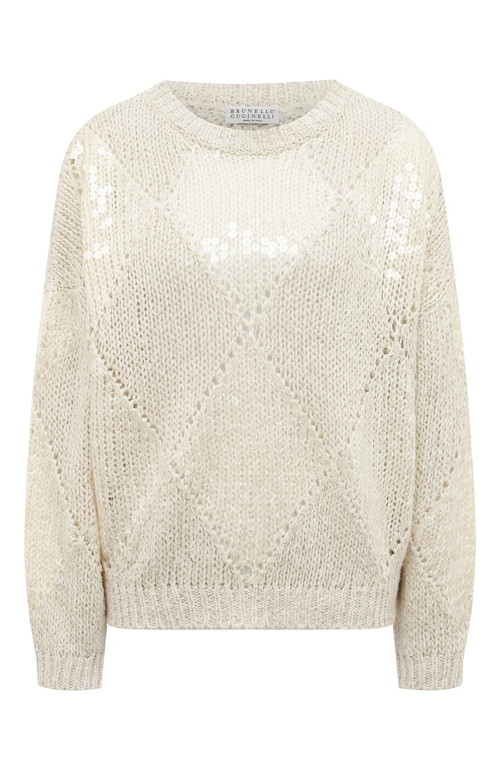 Пуловер из хлопка и  льна BRUNELLO CUCINELLI, арт. MCY349100, фото 1