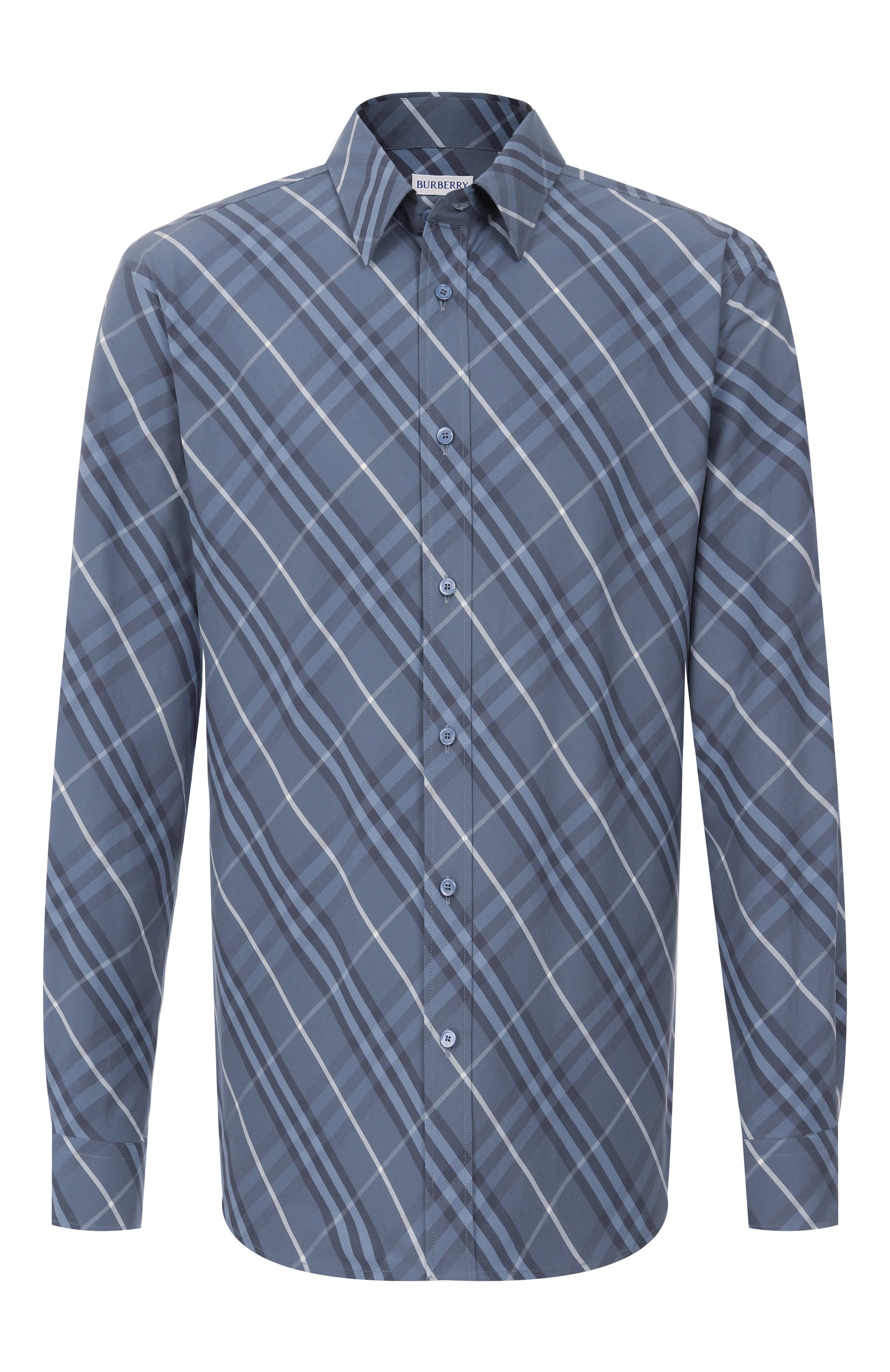 Хлопковая рубашка BURBERRY синего цвета по цене 84250 руб., арт. 8108726, фото 1 Хлопковая рубашка BURBERRY, арт. 8108726, фото 1