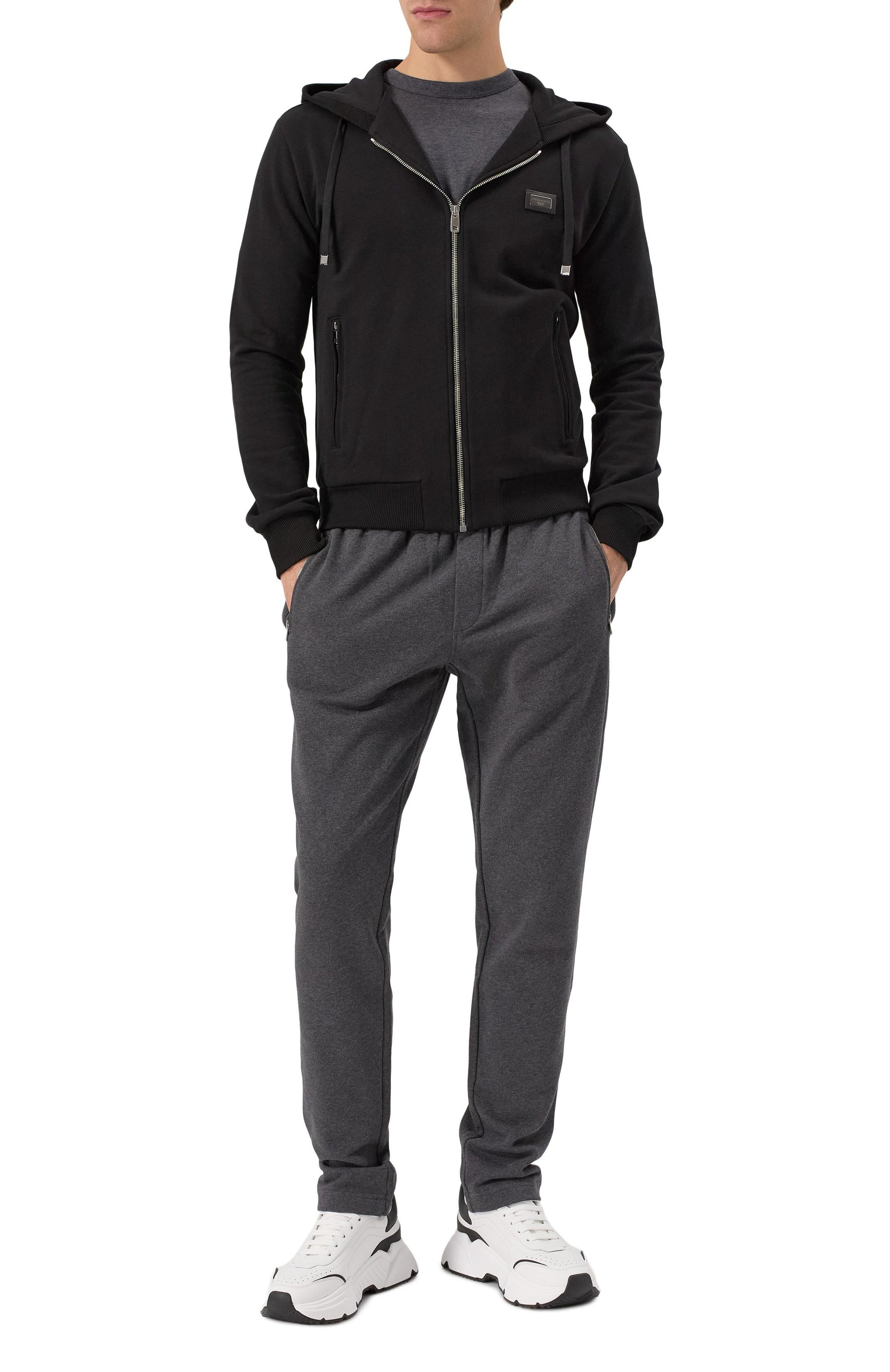 Хлопковые брюки DOLCE & GABBANA темно-серого цвета по цене 78450 руб., арт. GZ12AT/G7M4Y, фото 2 Хлопковые брюки DOLCE & GABBANA, арт. GZ12AT/G7M4Y, фото 2