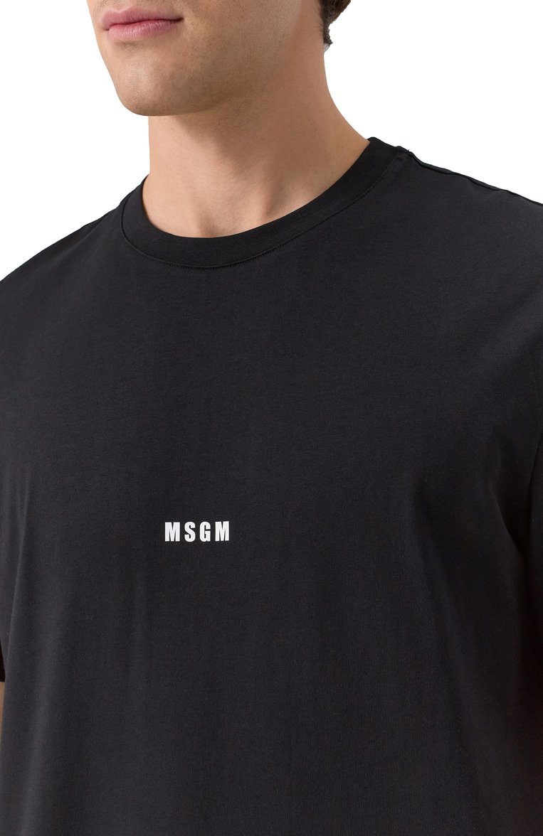Мужская хлопковая футболка MSGM черного цвета, арт. 2000MM500 200002 | Фото 5 (Материал внешний: Хлопок; Рукава: Короткие; Длина (для топов): Стандартные; Принт: С принтом; Стили: Минимализм; Кросс-КТ: Джерси; Мужское Кросс-КТ: Футболка-одежда)