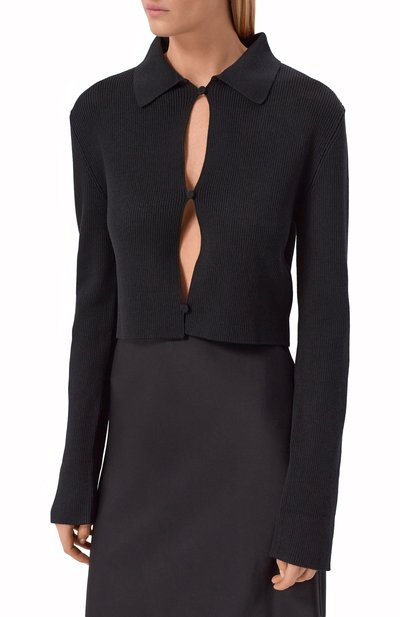 Шерстяной кардиган JIL SANDER черного цвета по цене 212500 руб., арт. J01HP0010/J14831, фото 3 Шерстяной кардиган JIL SANDER, арт. J01HP0010/J14831, фото 3