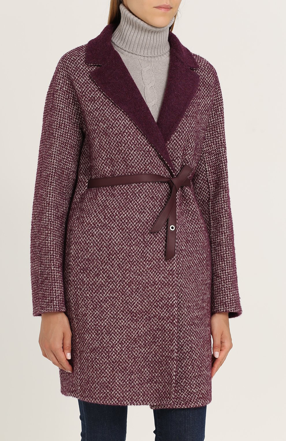 Шерстяное п�альто с кожаным поясом LORO PIANA, арт. FAG3295, фото 3