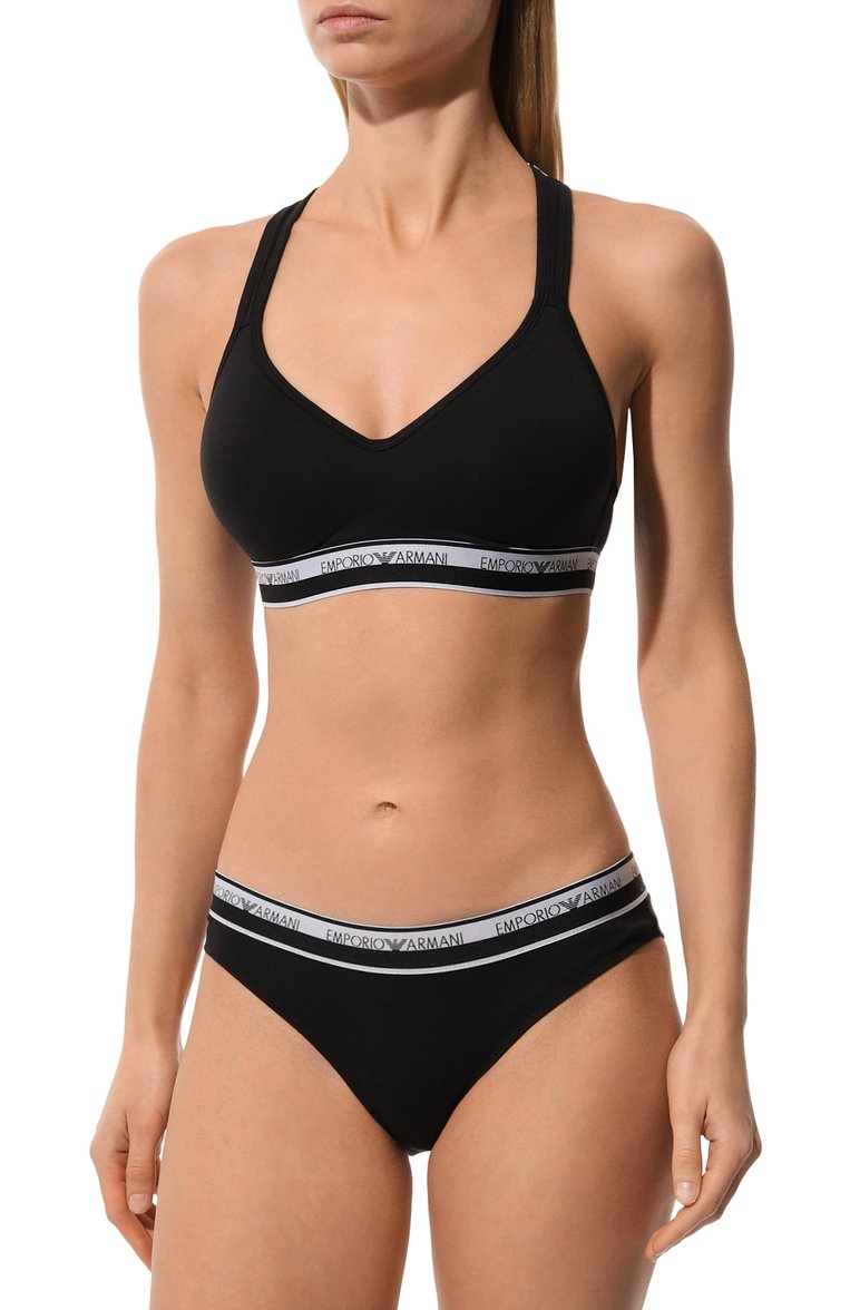 Женские комплект из двух пар трусов EMPORIO ARMANI черного цвета, арт. 163334/4R227 | Фото 2 (Нос: Не проставлено; Материал внешний: Хлопок)