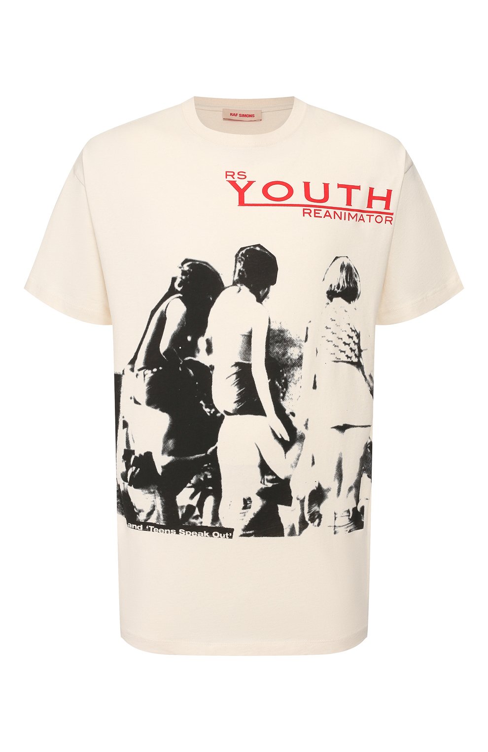 RAF SIMONS×TEMPRA Мужская бежевая хлопковая футболка RAF SIMONS купить в