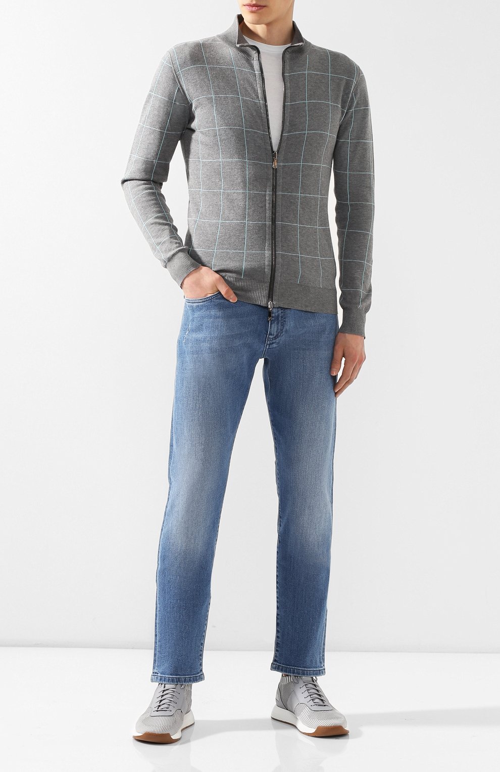 Двусторонний хлопковый кардиган ISAIA светло-серого цвета по цене 58200 руб., арт. MG7284/Y0013, фото 2 Двусторонний хлопковый кардиган ISAIA, арт. MG7284/Y0013, фото 2