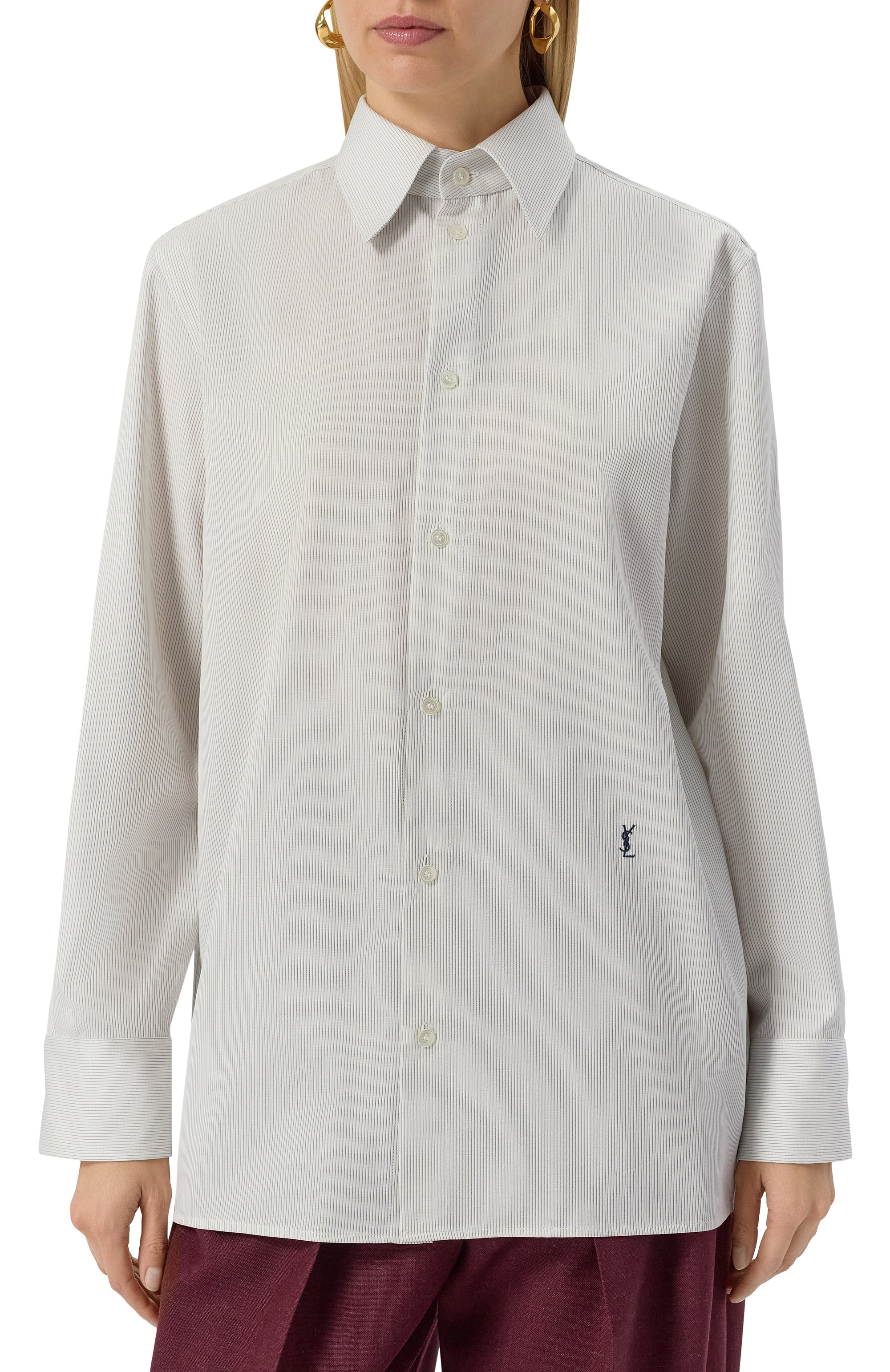 Хлопковая рубашка SAINT LAURENT, арт. 830240/Y5G30, фото 3