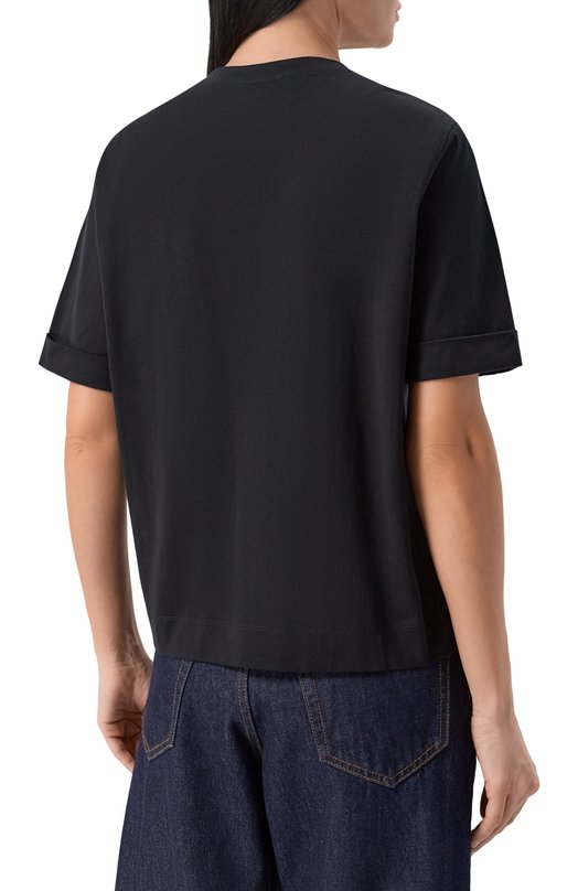 Хлопковая футболка Brunello Cucinelli M0T81BZ100 Чёрный  M0T81BZ100 Фото 4