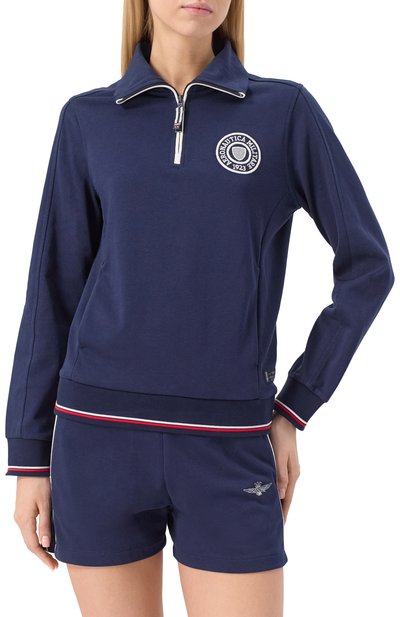 Хлопковый свитшот AERONAUTICA MILITARE темно-синего цвета по цене 19000 руб., арт. FE1989DF582, фото 3 Хлопковый свитшот AERONAUTICA MILITARE, арт. FE1989DF582, фото 3