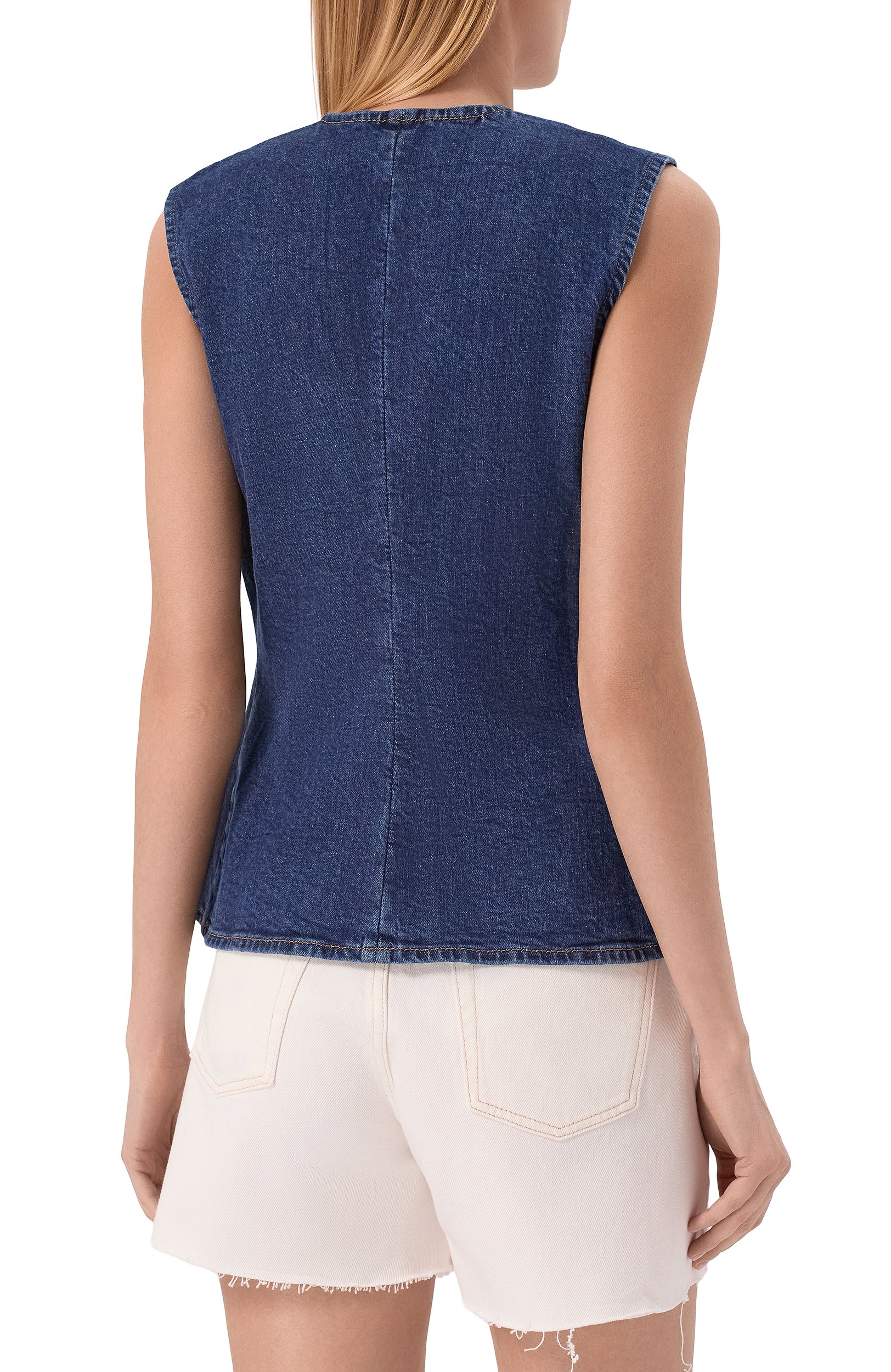 Джинсовый жилет 7 FOR ALL MANKIND синего цвета по цене 29150 руб., арт. 7UK90B86-3NH, фото 4 Джинсовый жилет 7 FOR ALL MANKIND, арт. 7UK90B86-3NH, фото 4