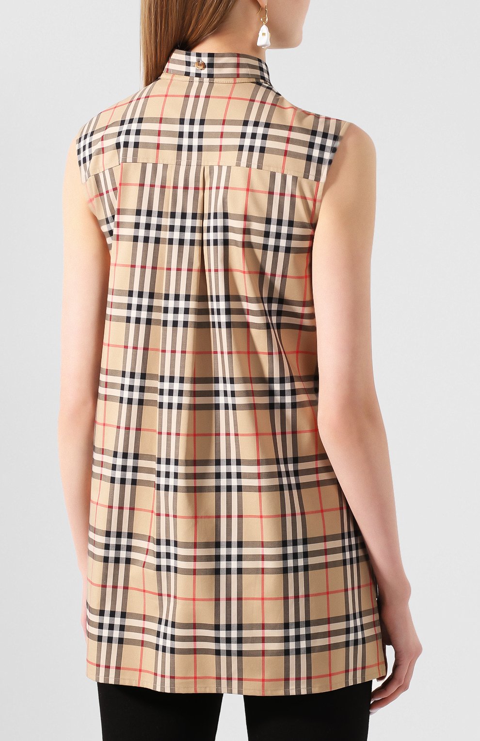Хлопковый топ BURBERRY бежевого цвета по цене 39950 руб., арт. 8025824, фото 4 Хлопковый топ BURBERRY, арт. 8025824, фото 4