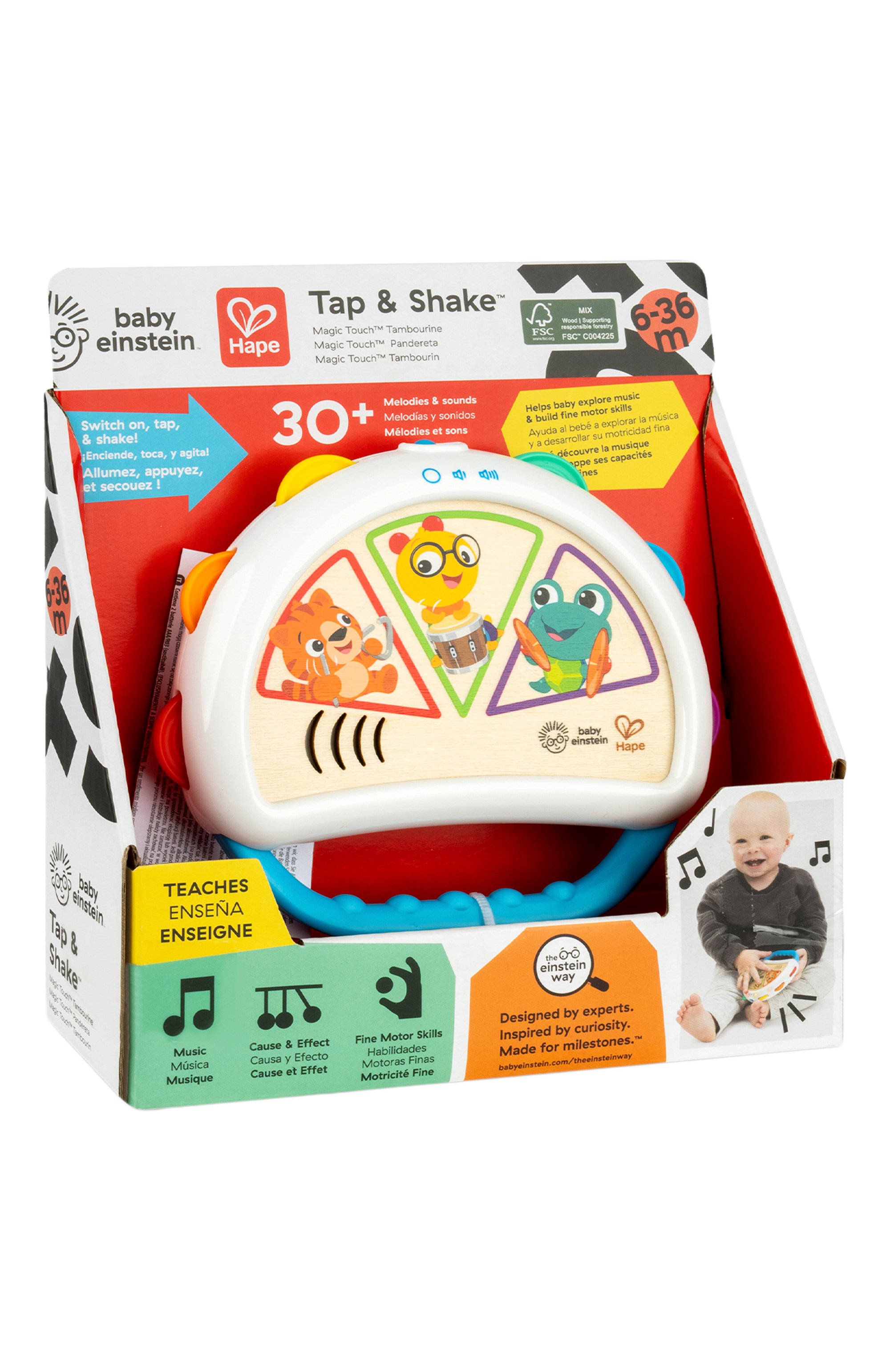 Музыкальная игрушка бубен HAPE разноцветного цвета по цене 3860 руб., арт. 800916_HP, фото 3 Музыкальная игрушка бубен HAPE, арт. 800916_HP, фото 3