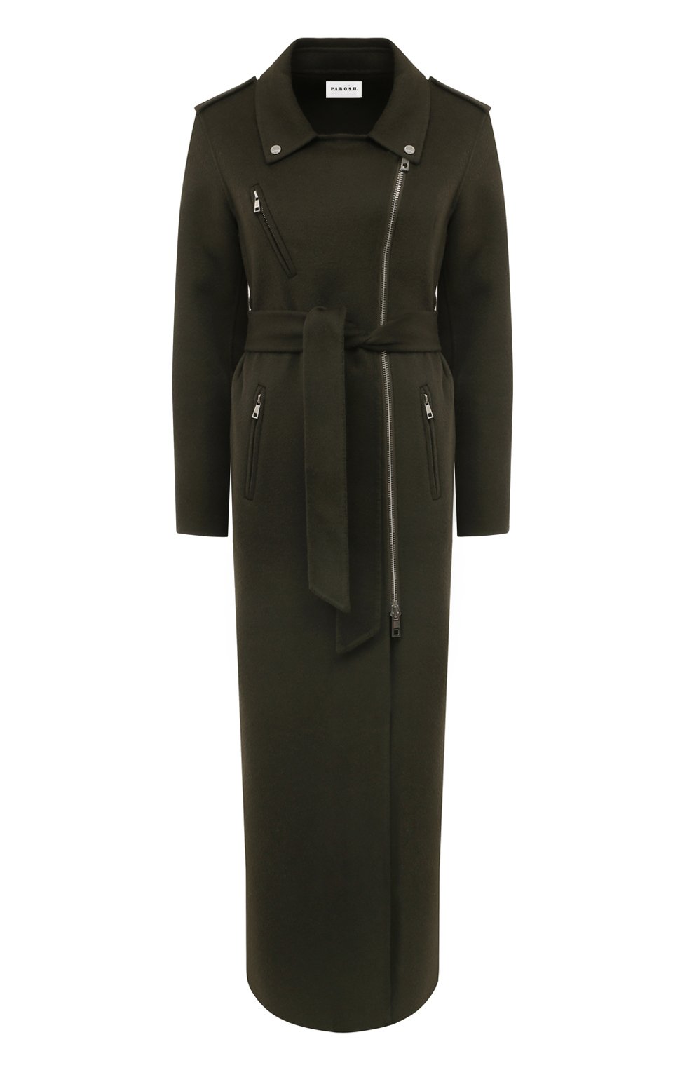 Шерстяное пальто P.A.R.O.S.H. хаки цвета по цене 99500 руб., арт. LEAK23-D431568, фото 1 Шерстяное пальто P.A.R.O.S.H., арт. LEAK23-D431568, фото 1