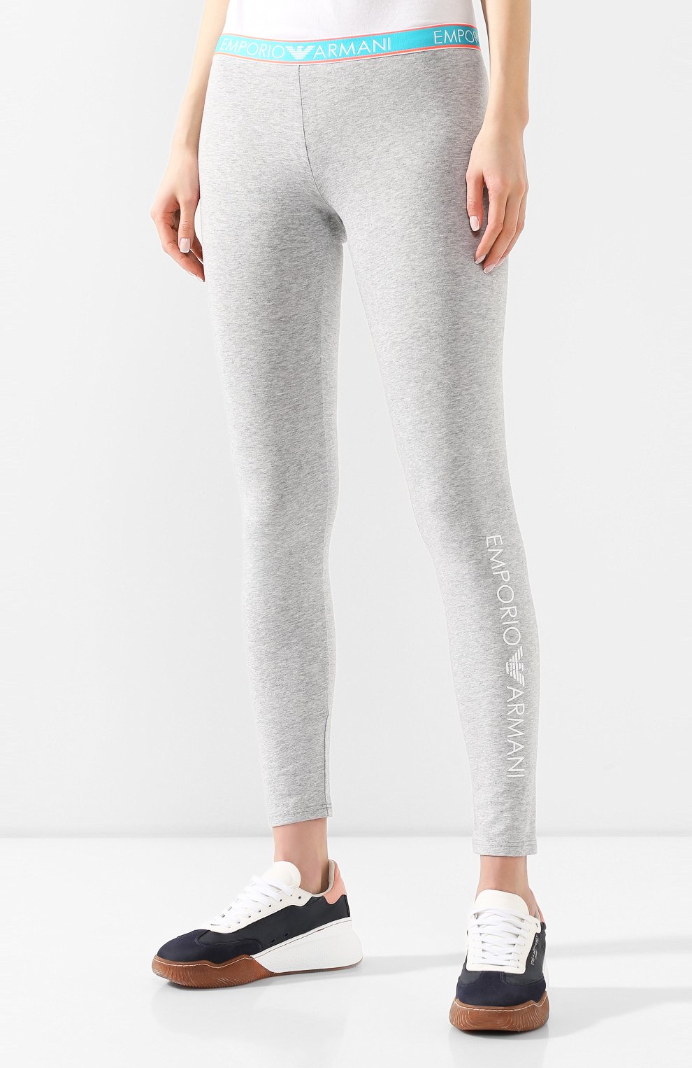 Хлопковые легинсы EMPORIO ARMANI серого цвета по цене 8995 руб., арт. 164162/0P317, фото 3 Хлопковые легинсы EMPORIO ARMANI, арт. 164162/0P317, фото 3