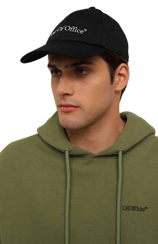 Хлопковая бейсболка Off-White 0MLB069F24FAB009 Чёрный  0MLB069F24FAB009 Фото 2