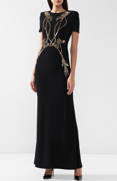Однотонное платье-макси с декоративной отделкой ALEXANDER MCQUEEN, арт. 530901/QLE40, фото 3