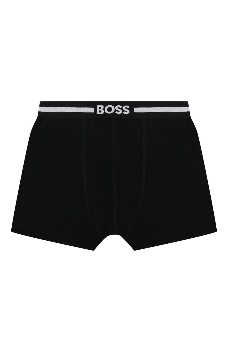Детские комплект из двух боксеров BOSS черного цвета, арт. J20418/6A-12A | Фото 5 (Рукава: Короткие; Ростовка одежда: 9 лет | 134 см, 12 лет | 152 см, 5 лет | 110 см, 7 лет | 122 см)