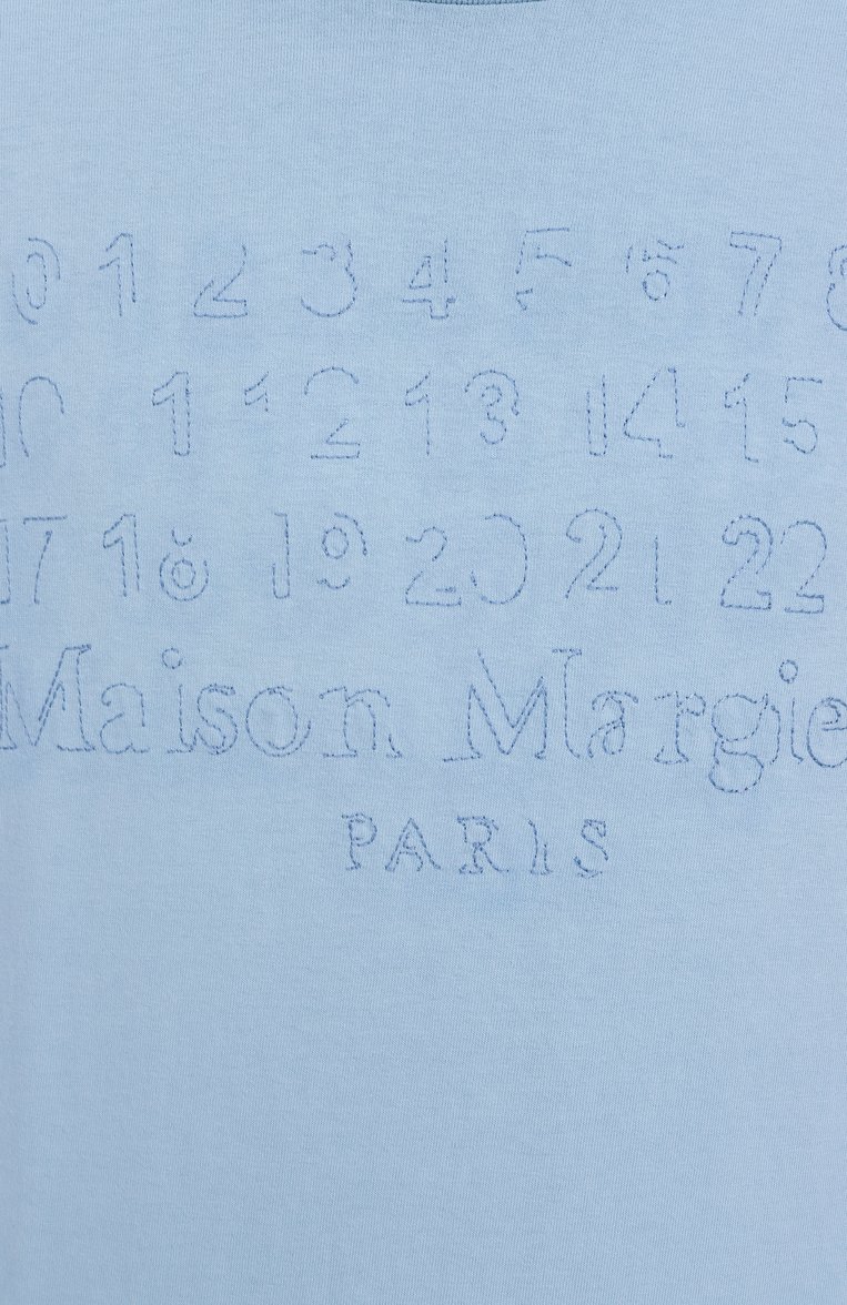 Мужская хлопковая футболка MAISON MARGIELA голубого цвета, арт. S50GC0705/S24567 | Фото 6 (Рукава: 3/4; Длина (для топов): Удлиненные; Материал внешний: Хлопок; Стили: Гранж; Принт: Без принта; Мужское Кросс-КТ: Футболка-одежда; Автоматизация ТО: Проставлено; Детали: Декор; Автоматизация состава: Проставлено)