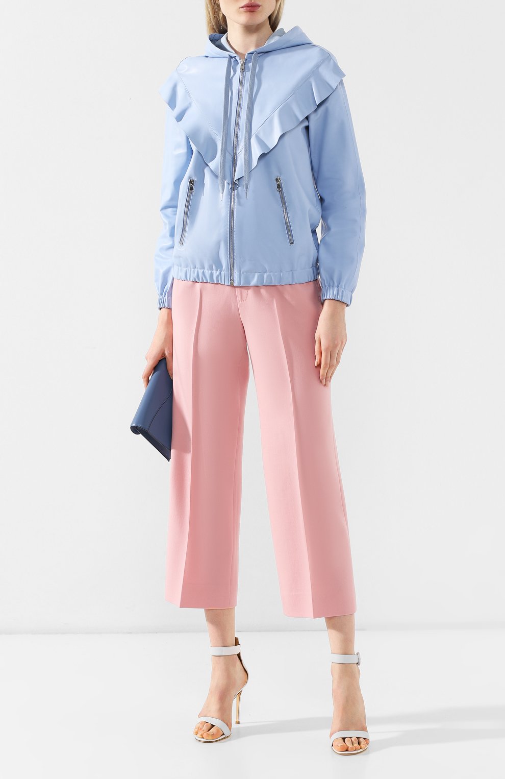 Кожаная куртка REDVALENTINO светло-голубого цвета по цене 206500 руб., арт. RR0NA00Z/PNT, фото 2 Кожаная куртка REDVALENTINO, арт. RR0NA00Z/PNT, фото 2