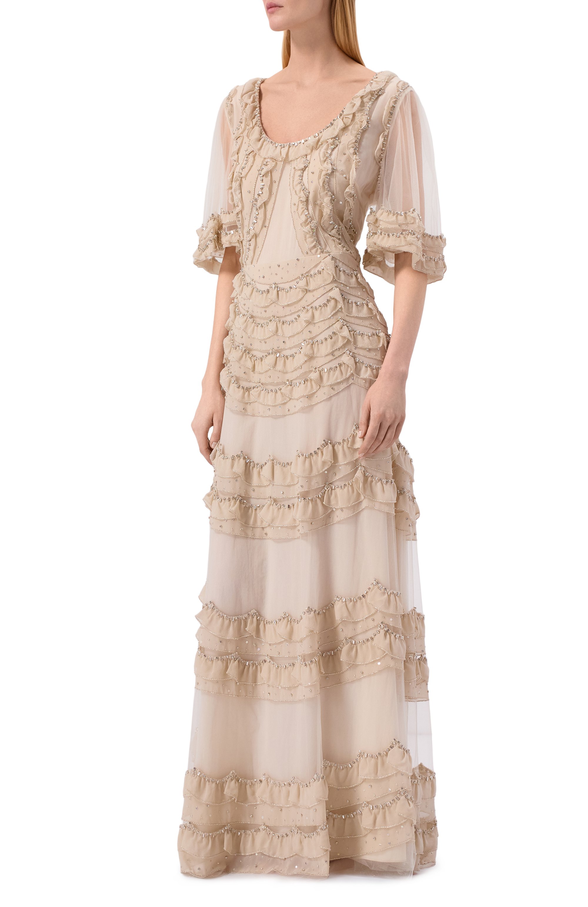 Шелковое платье VALENTINO бежевого цвета по цене 3430000 руб., арт. 6B3VDKV61ED, фото 3 Шелковое платье VALENTINO, арт. 6B3VDKV61ED, фото 3