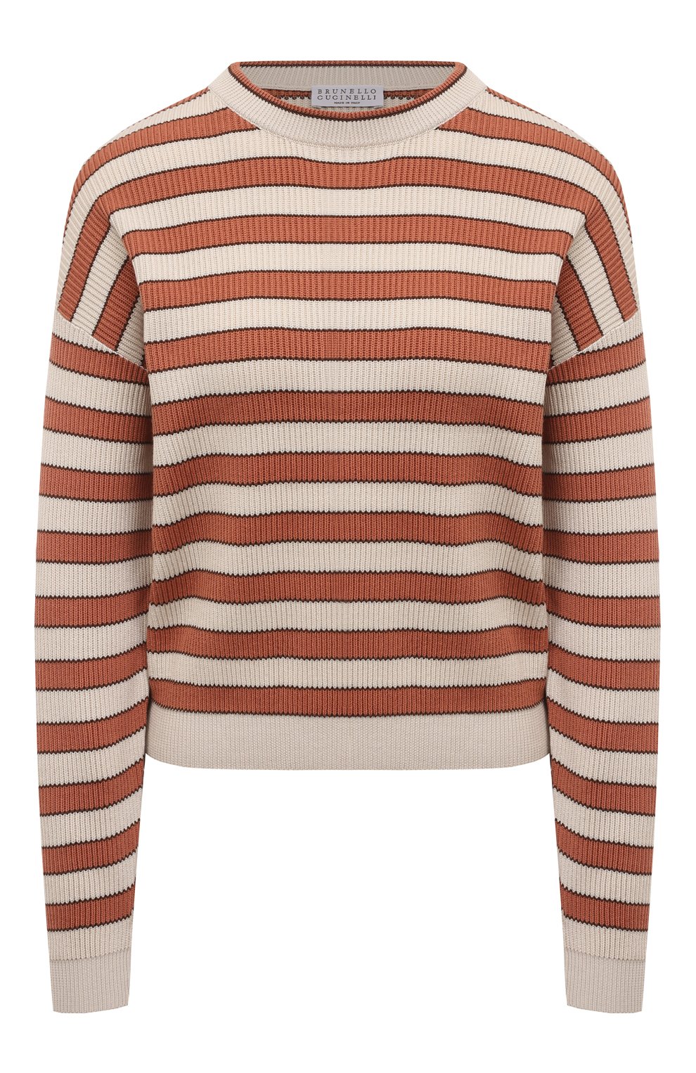 Хлопковый пуловер BRUNELLO CUCINELLI оранжевого цвета по цене 154000 руб., арт. M1919B1331, фото 1 Хлопковый пуловер BRUNELLO CUCINELLI, арт. M1919B1331, фото 1
