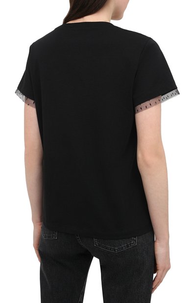 Хлопковая футболка REDVALENTINO черного цвета по цене 13200 руб., арт. VR3MG08P/5QF, фото 4 Хлопковая футболка REDVALENTINO, арт. VR3MG08P/5QF, фото 4