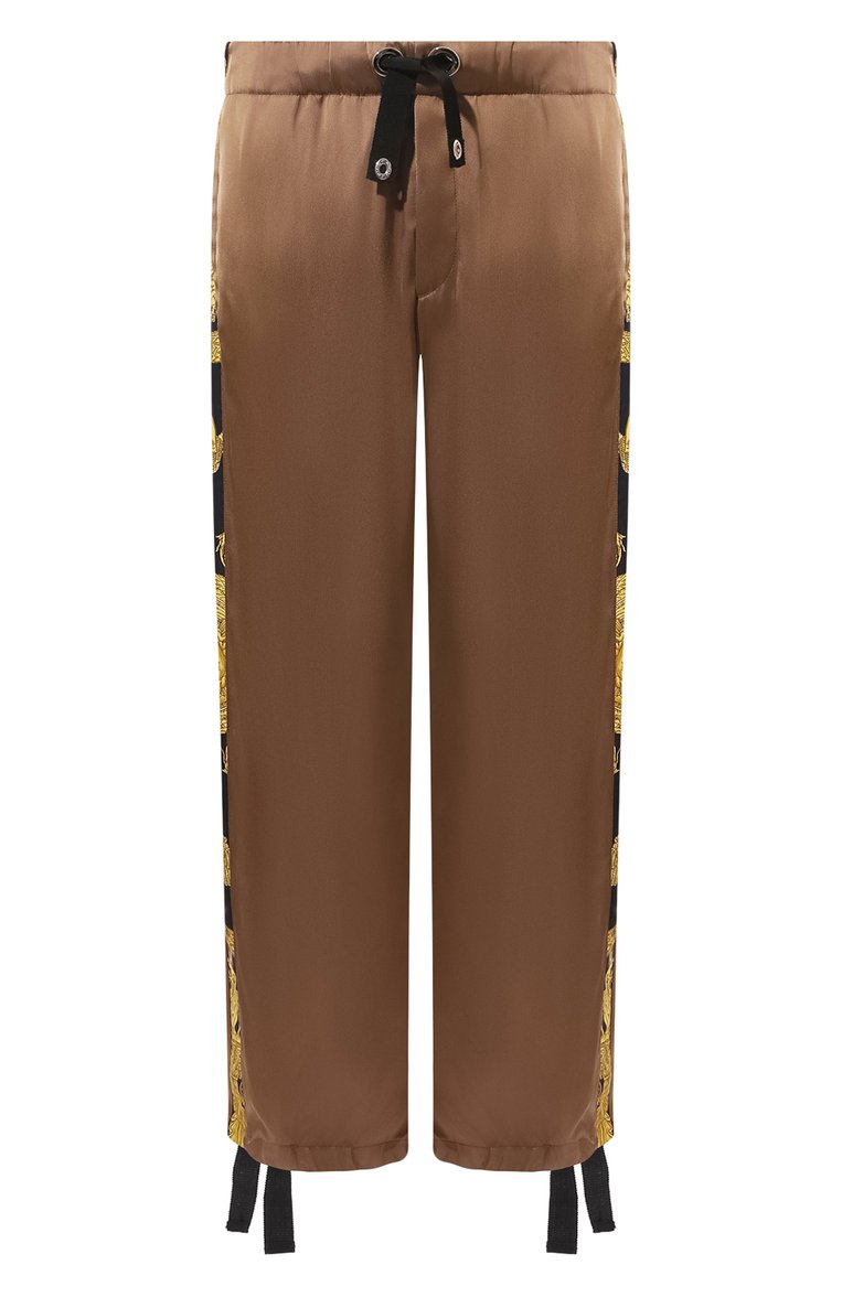 Мужские брюки из вискозы VERSACE коричневого цвета, арт. 1009374/1A06824 | Фото 1 (Длина (брюки, джинсы): Стандартные; Материал внешний: Вискоза; Случай: Повседневный; Стили: Кэжуэл)