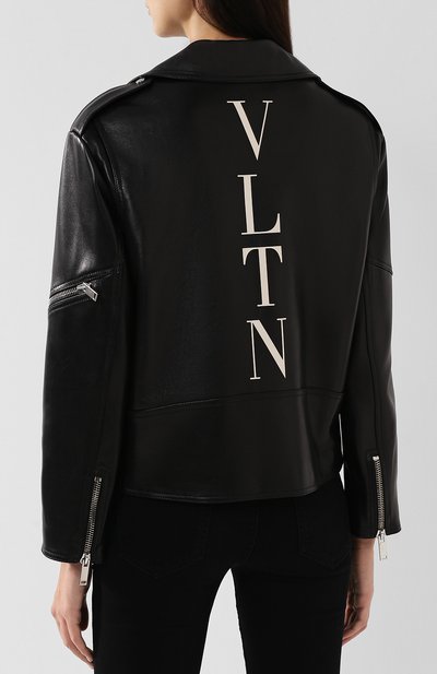 Кожаная куртка с косой молнией и поясом VALENTINO, арт. QB3NA04K1YM, фото 4