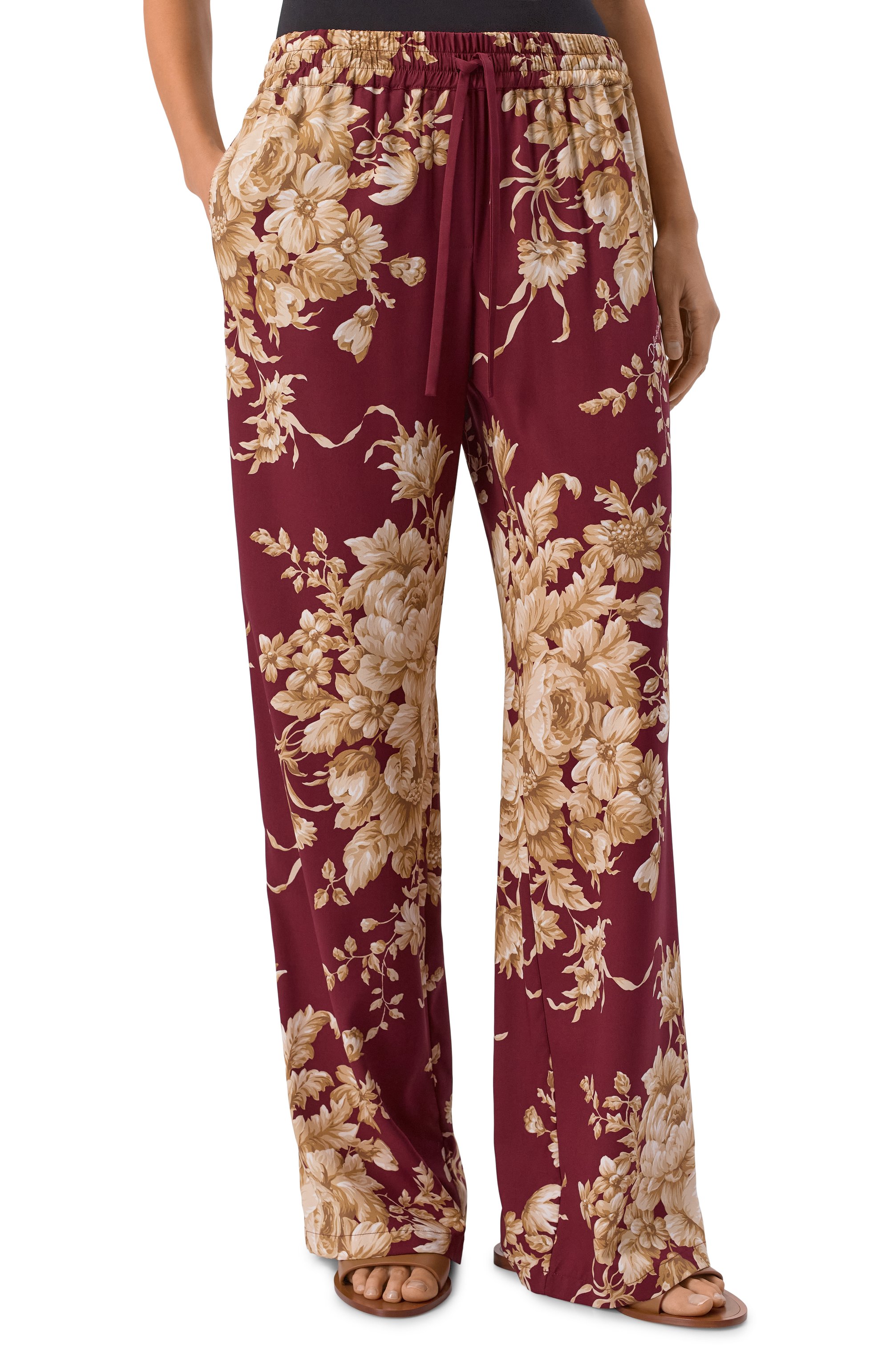 Шелковые брюки DOLCE & GABBANA бордового цвета по цене 218000 руб., арт. FTC12T/FSA7Y, фото 3 Шелковые брюки DOLCE & GABBANA, арт. FTC12T/FSA7Y, фото 3