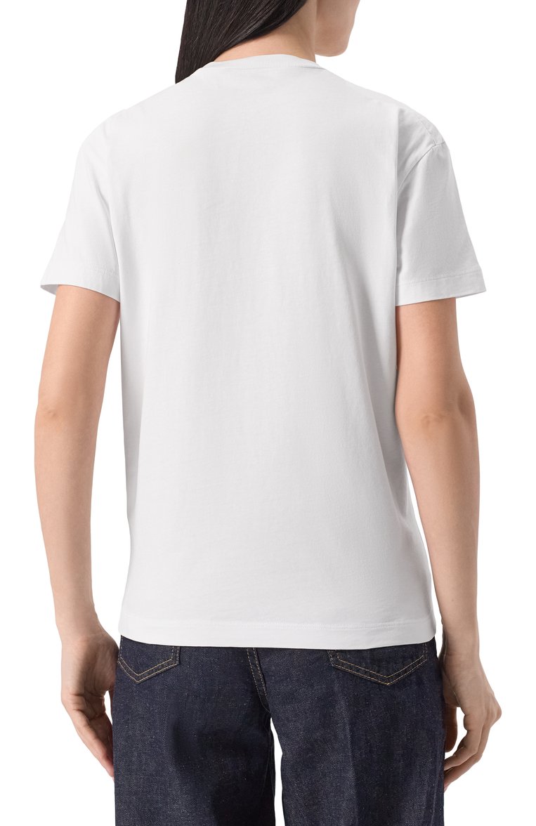 Женская хлопковая футболка DSQUARED2 белого цвета, арт. S72GD0571/D20020 | Фото 4 (Рукава: Короткие; Материал внешний: Хлопок; Длина (для топов): Стандартные; Стили: Кэжуэл; Принт: С принтом; Женское Кросс-КТ: Футболка-одежда; Автоматизация ТО: Проставлено; Автоматизация состава: Проставлено)