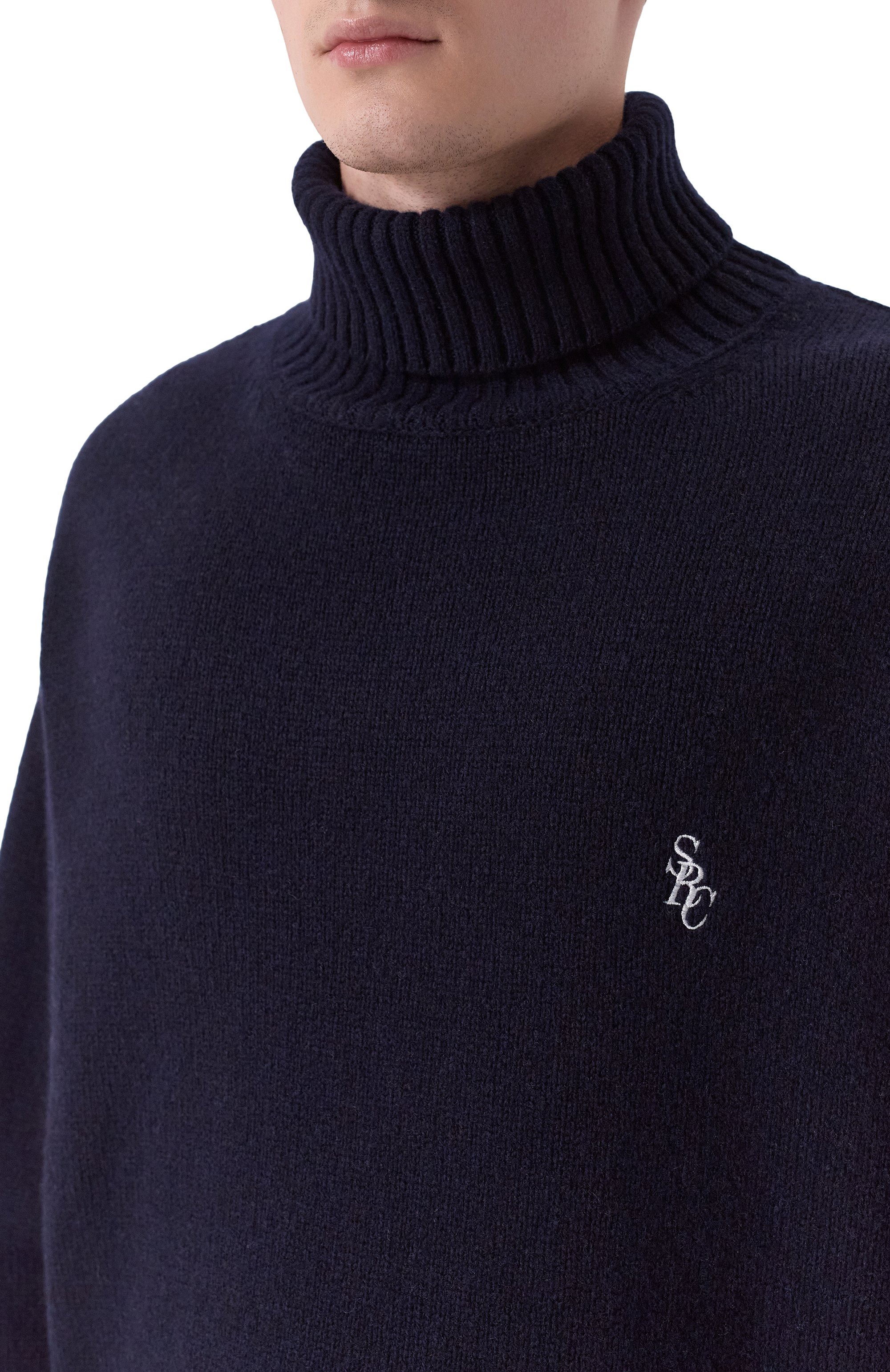 Шерстяной свитер SPORTY AND RICH темно-синего цвета по цене 49950 руб., арт. WS08262302BL106, фото 5 Шерстяной свитер SPORTY AND RICH, арт. WS08262302BL106, фото 5