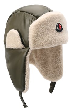 Детского шапка-ушанка MONCLER хаки цвета, арт. G2-954-3B600-20-68950 | Фото 1 (Материал: Текстиль, Синтетический материал; Региональные ограничения белый список (Axapta Mercury): Не проставлено; Материал сплава: Проставлено; Нос: Не проставлено)