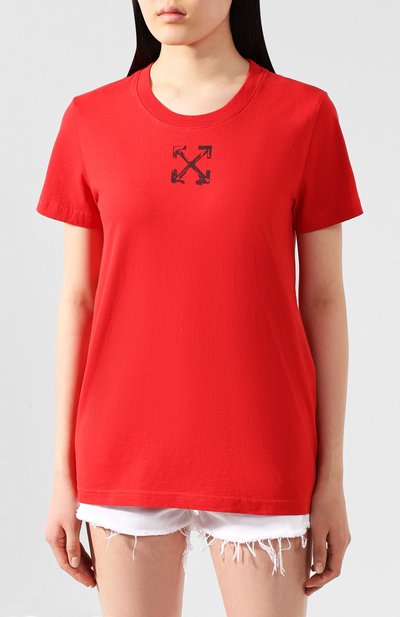 Хлопковая футболка OFF-WHITE красного цвета по цене 18900 руб., арт. 0WAA049S20JER0092510, фото 3 Хлопковая футболка OFF-WHITE, арт. 0WAA049S20JER0092510, фото 3