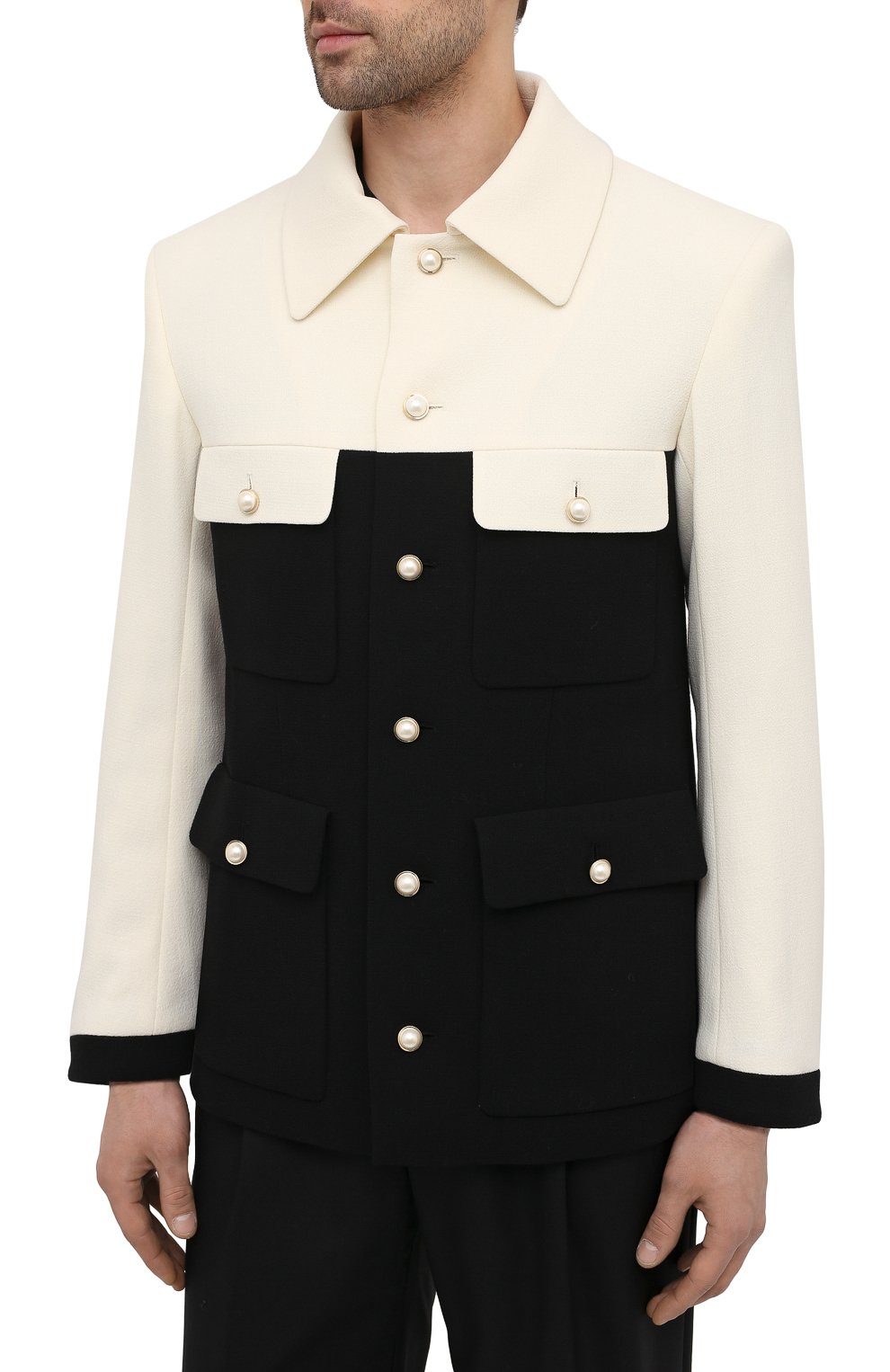 Шерстяной пиджак CASABLANCA, арт. MS21-JK-034 WHITE/BLACK, фото 3