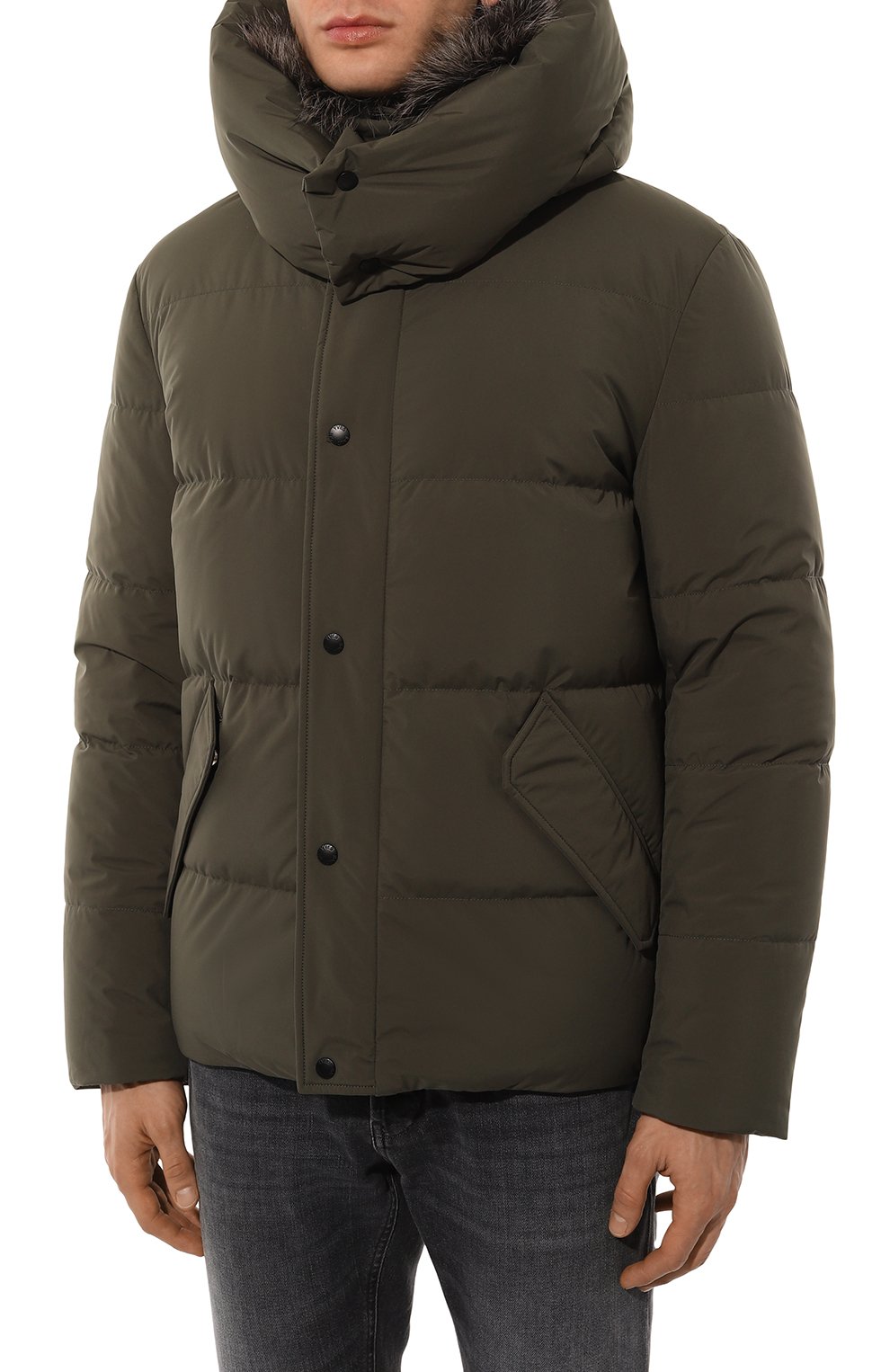 Пуховик с отделкой из песца YVES SALOMON хаки цвета по цене 199500 руб., арт. 25WHV01370K26G, фото 3 Пуховик с отделкой из песца YVES SALOMON, арт. 25WHV01370K26G, фото 3