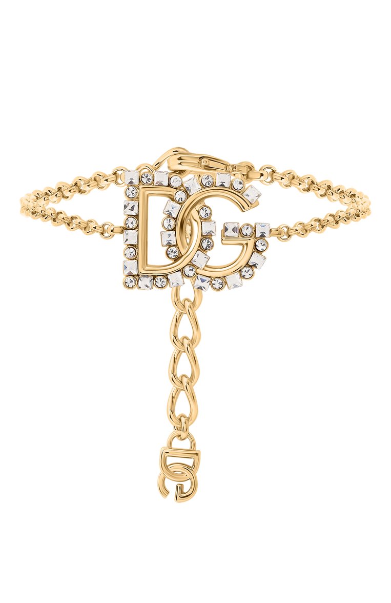 Женский браслет DOLCE & GABBANA золотого цвета, арт. WBR2L4 W1111/G0LD | Фото 1 (Материал: Металл, Кристаллы; Нос: Не проставлено; Автоматизация состава: Проставлено)