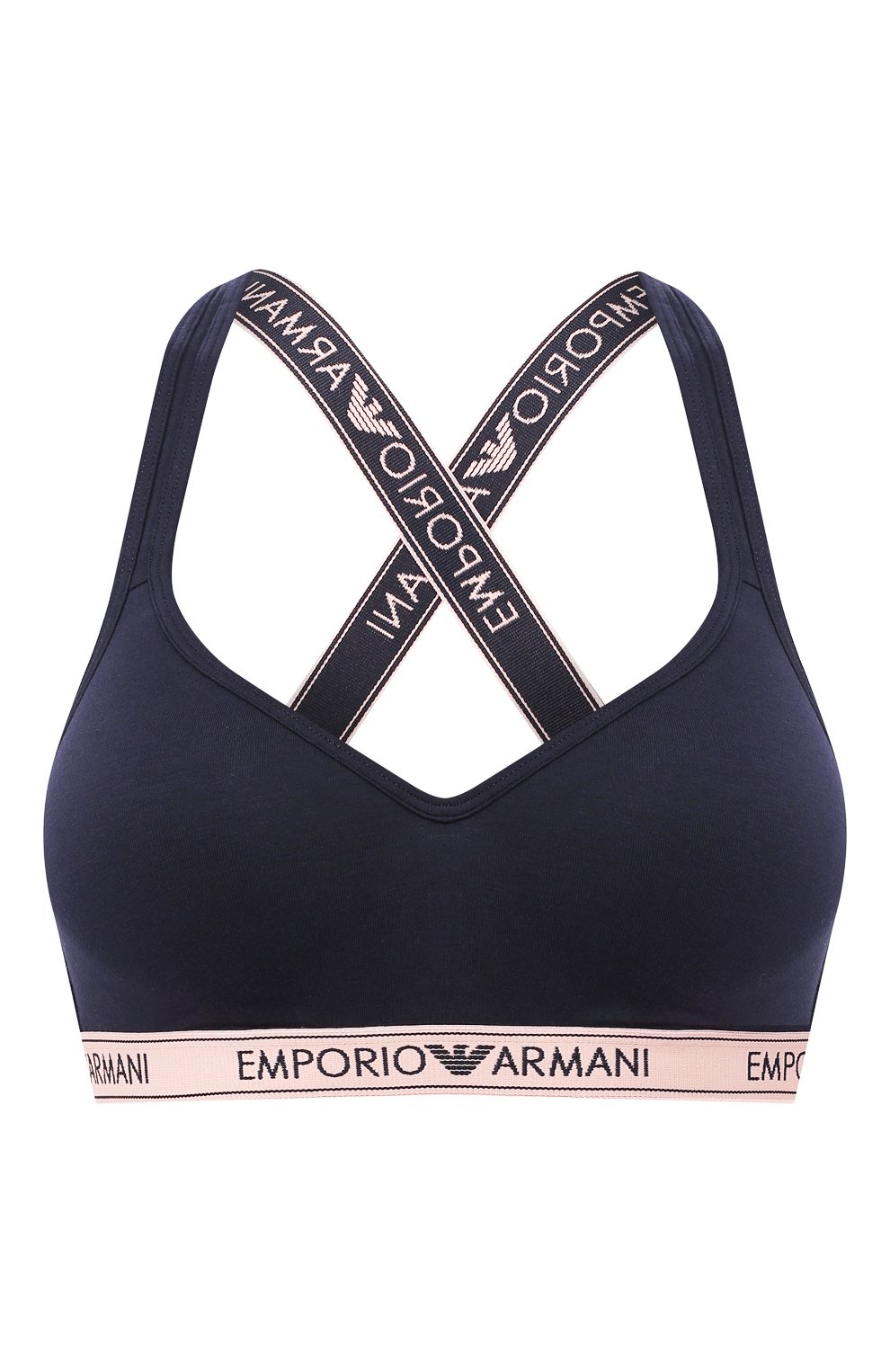 Хлопковый бюстгальтер EMPORIO ARMANI темно-синего цвета по цене 7500 руб., арт. 163995/9A317, фото 1 Хлопковый бюстгальтер EMPORIO ARMANI, арт. 163995/9A317, фото 1
