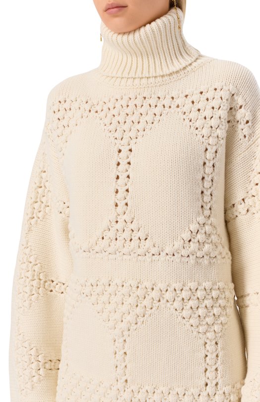 Свитер из шерсти и кашемира Elie Saab T0222NF25/CK011 Кремовый  T0222NF25/CK011 Фото 5