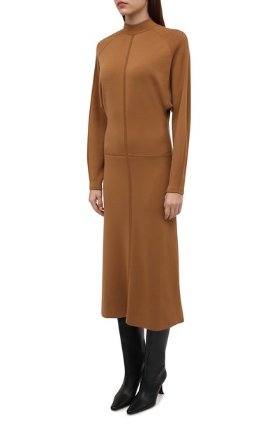 Шерстяное платье SAINT LAURENT светло-коричневого цвета по цене 394500 руб., арт. 660964/YAZA2, фото 3 Шерстяное платье SAINT LAURENT, арт. 660964/YAZA2, фото 3