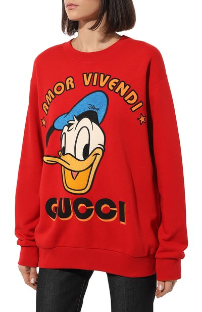 Хлопковый свитшот disney x gucci GUCCI красного цвета по цене 141120 руб., арт. 617964 XJDC1, фото 3 Хлопковый свитшот disney x gucci GUCCI, арт. 617964 XJDC1, фото 3